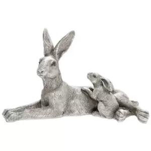 image of Reflections Silver Hare & Baby Lying Ornament