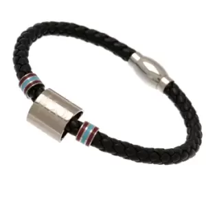 Image of West Ham United FC Colour Ring Leather Bracelet (One Size) (Black/Silver)
