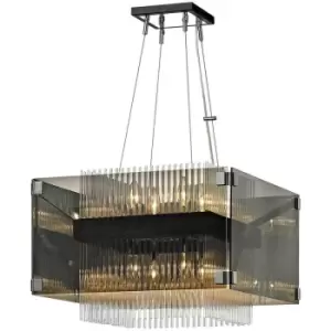 image of Apollo 8 Light Chandelier Dark Bronze Polished Chrome, Glass