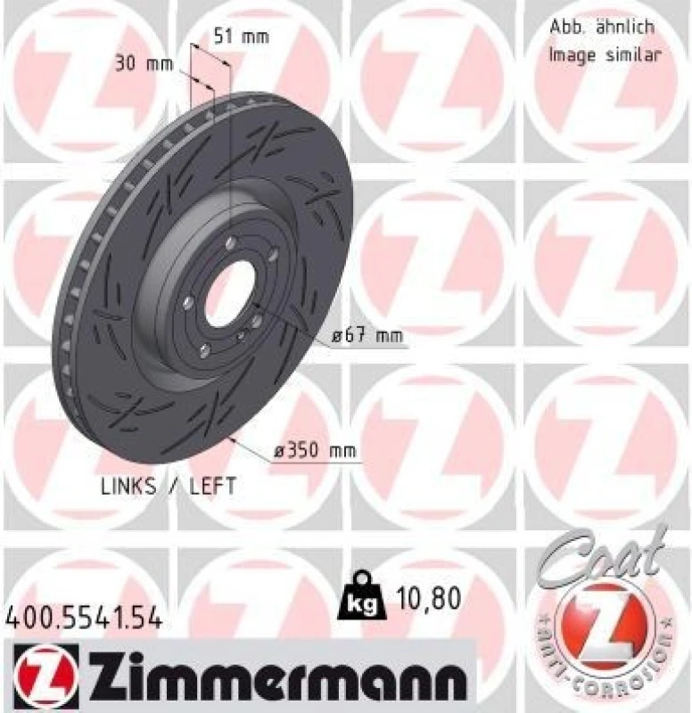 Image of ZIMMERMANN Brake disc ZIMMERMANN 400.5541.54