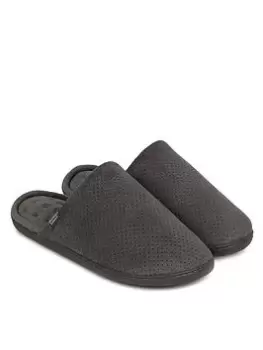 image of TOTES Mens Airtex Suedette Mule Slippers with 360 Comfort & Pillowstep - Grey, Size 11, Men