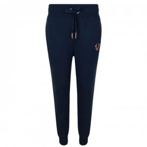 image of TRUE RELIGION Metallic Logo Jogging Bottoms - Navy/Rose Gold