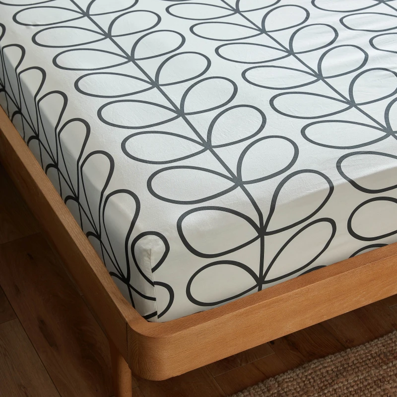 Image of Orla Kiely Linear Stem 40cm Deep Bed Linen Fitted Sheet Charcoal