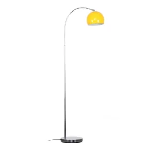 Image of Curva Floor Lamp in Chrome with Yellow Shade