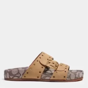 Image of Coach Womens Ally Suede Double Strap Sandals - Peanut/Oak - UK 4