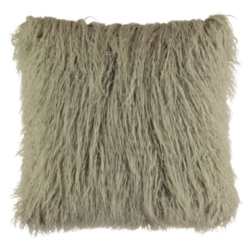 image of Linens and Lace and Lace Faux Mongolian Fur Cushion - Grey