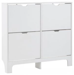 image of 4 Drawer Narrow Shoe Cabinet - White