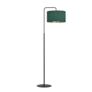 Image of Emibig Hilde Black Floor Lamp with Shade with Green Fabric Shades, 1x E27
