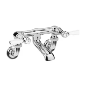 image of Hudson Reed White Topaz With Lever & Domed Collar Wall Mounted Bath Filler - Chrome