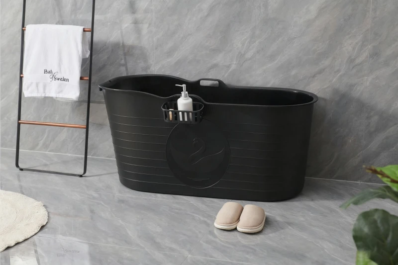 Image of Fimous Bathtub Freestanding Bath for Hot Bath and Ice Bath for Small Bathroom Black Black