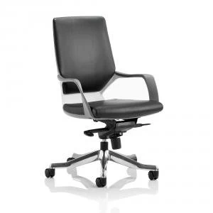 image of Adroit Xenon Executive With Arms Medium Back White Shell Leather Black