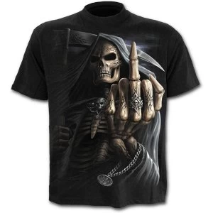 image of Bone Finger Mens Small T-Shirt - Black