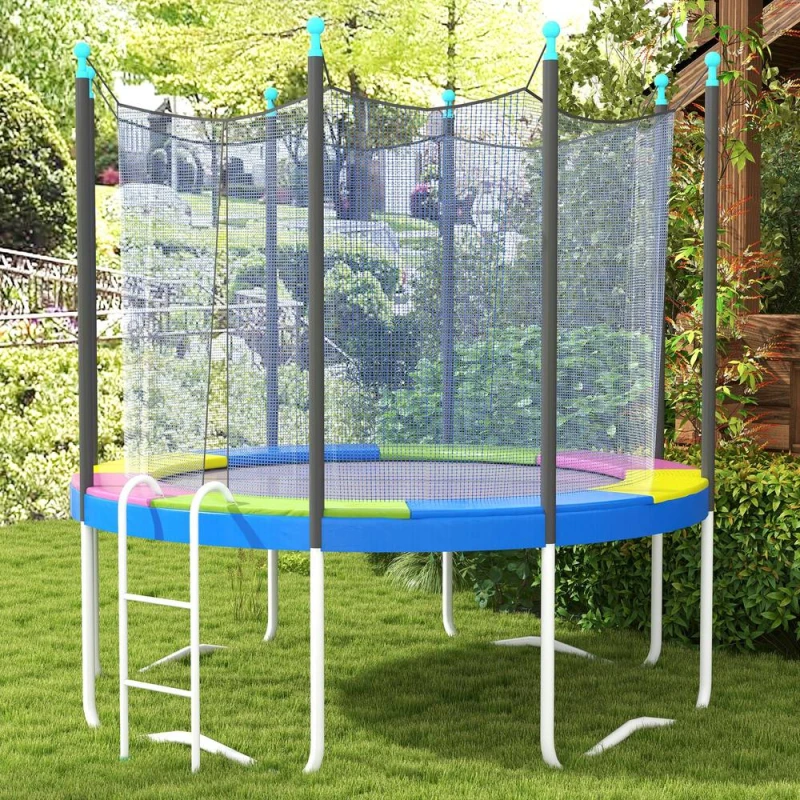 Image of SPORTNOW 8FT Trampoline Pad Spring Cover, Waterproof, Multi-Colored Multi