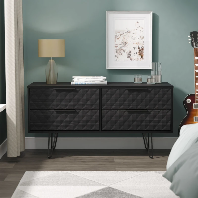Image of Ready Assembled 2 U Islay 4 Drawer Bedbox (Ready Assembled) in Black Size: Small Black Unisex Small