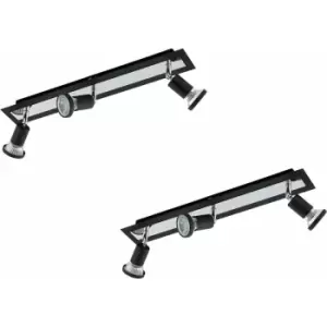 Image of 2 pack Wall Ceiling 3 Spot Light Colour Black Chrome Shade & Back Plate GU10 5W
