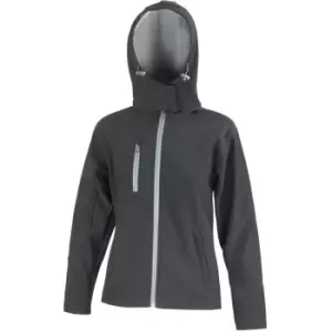 image of Result Core Womens/Ladies Lite Hooded Softshell Jacket (L) (Black/Grey)