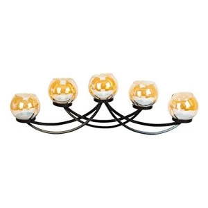 Image of HESTIA? Black Metal Candle Holder 5 Gold Glass Cups