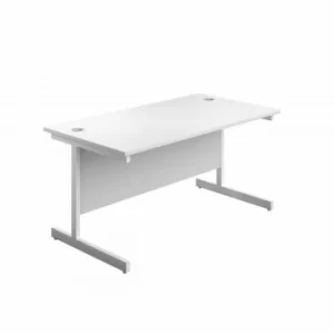 image of TC Office Single Upright Rectangular Desk White Frame 1200mm x 600mm, White