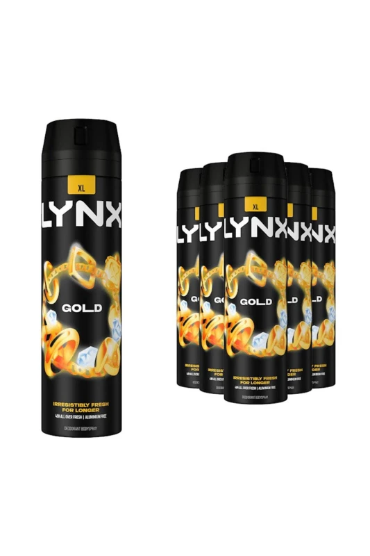 Image of Lynx XL High Definition Fragrance Gold 'BodySpray' Deo 6 Pk,200ml Gold male