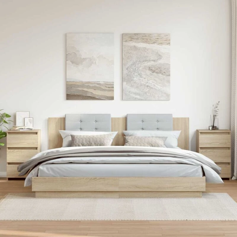 Image of VIDAXL Bed Cabinets 2 pcs Sonoma Oak 40x35x62.5cm Engineered Wood vidaXL 8720286558232