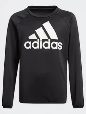 Image of adidas Designed To Move Big Logo Sweatshirt, Black/White, Size 11-12 Years
