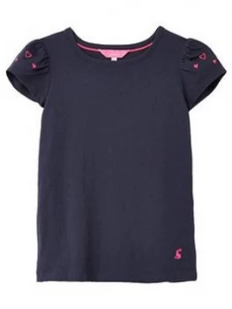 Image of Joules Girls Flutter Short Sleeve T-Shirt - Blue, Size Age: 9-10 Years, Women