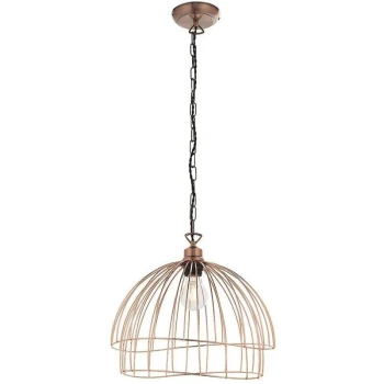 Image of Endon Directory Lighting - Endon Jericho - 1 Light Wire Ceiling Pendant Copper Plate, E27