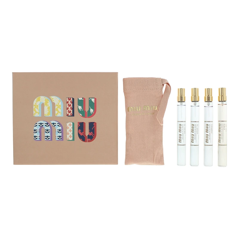 Image of Miu Miu Les Eaux A La Mode Gift Set 2 x 10ml Head In The Clouds Eau de Toilette + 10ml Daring Darling Eau de Toilette + 10ml Eyes On Me EDT