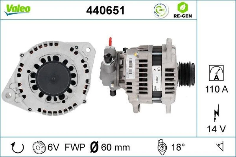 Image of VALEO 440651 Generator VALEO RE-GEN REMANUFACTURED Alternator Charging Current: 110A, Voltage: 14V, REMANUFACTURED PREMIUM Alternator (4)