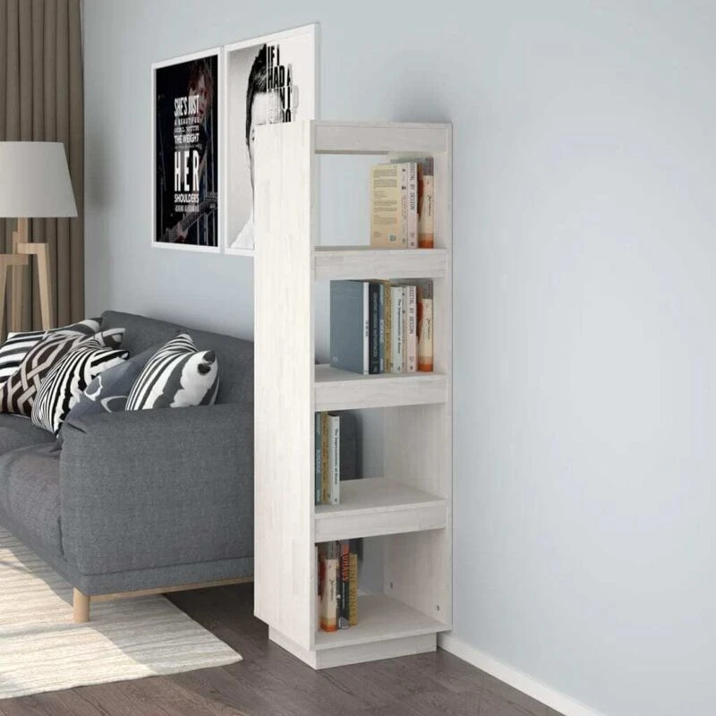 Image of Vidaxl Book Cabinet/Room Divider White 40X35X135cm Solid Pinewood, White 810850