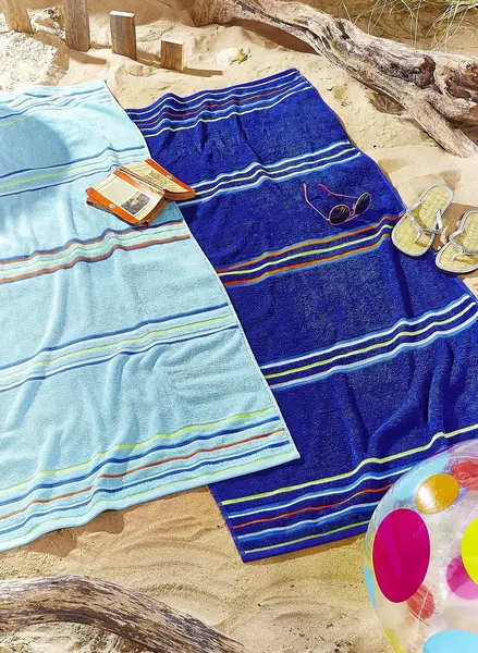 Image of Catherine Lansfield Catherine Lansfield 2 Pack Beach Towel - Navy & Blue