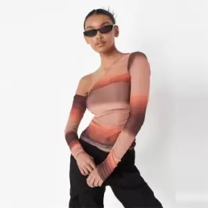 image of Missguided Ombre Mesh Off Shoulder Top - Multi