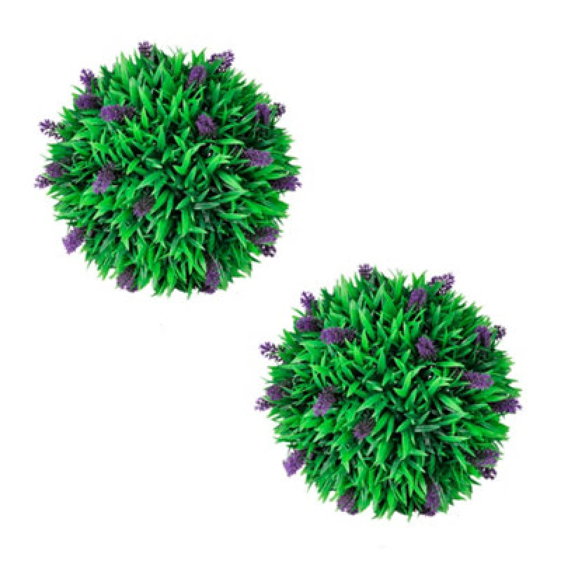 Image of vidaXL 2x Artificial Boxwood Ball with Lavender 30cm Fake Plant Floral Decor