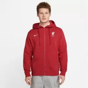 Image of Nike FC Club Fleece Mens Full-Zip Hoodie - Red