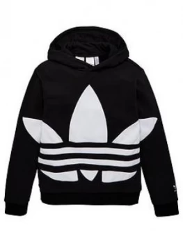 Image of Boys, adidas Originals Big Trefoil Hoodie - Black, Size 11-12 Years