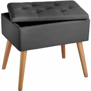 Image of Bench Ranya upholstered Linen look with storage space - 300kg capacity - stool, storage bench, shoe storage bench - dark grey - dark grey