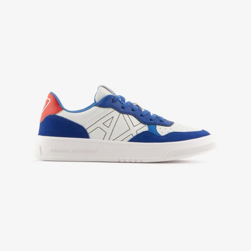 Image of Armani Exchange Trainers White Blue male UK 5