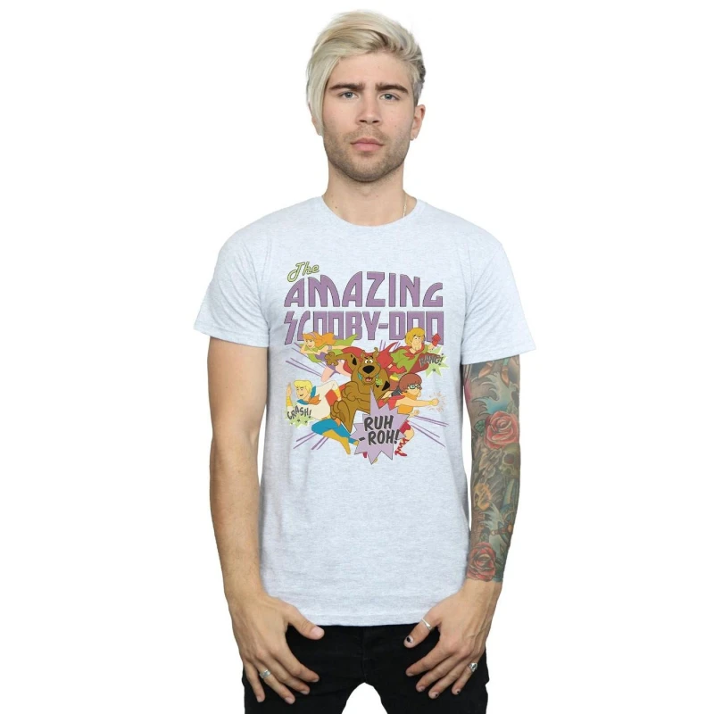 Image of Scooby Doo Scooby Doo Men The Amazing Scooby Cotton T-Shirt in Grey Size: Small Grey S Male 5057864680300