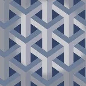 Image of Holden Decor Glistening Trident Geometric Metallic Navy Wallpaper