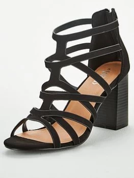 Image of Wallis Cage Upper Block Heel Sandals - Black, Size 3, Women