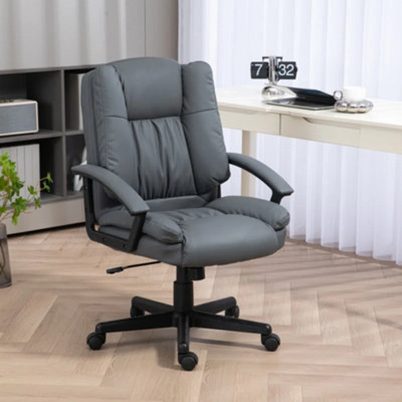 Image of HOMCOM Vinsetto Faux Leather Computer Desk Chair Executive Chair - Dark Grey 921-049V70CG