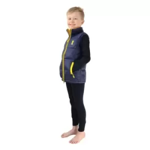 image of Little Rider Boys Lancelot Padded Gilet (5-6 Years) (Navy/Yellow)