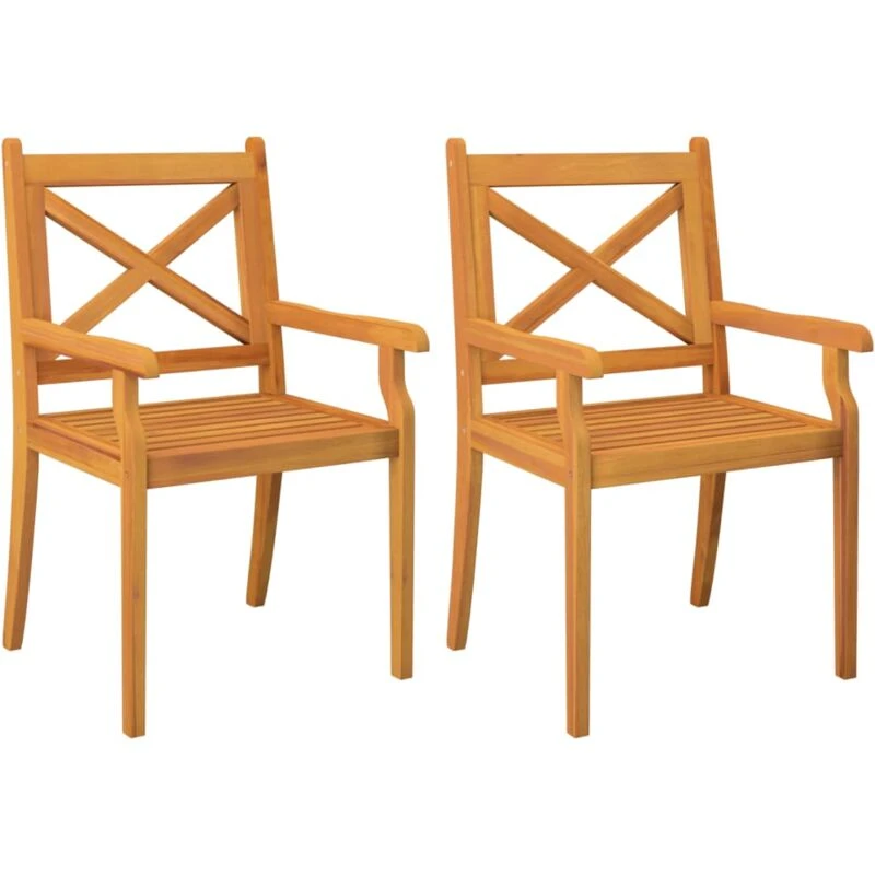 Image of vidaXL Outdoor Dining Chairs 2 pcs Solid Wood Acacia, Brown 310305