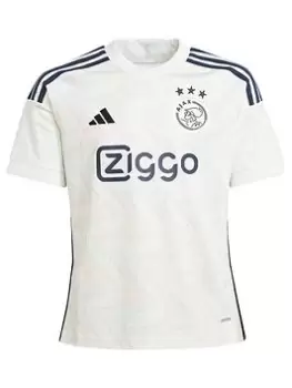 Image of adidas Ajax Junior 23/24 Away Stadium Replica Shirt - White, Size 7-8 Years