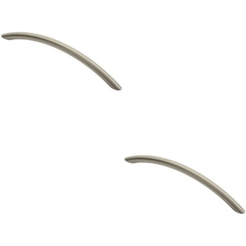 Image of Loops 2x Curved Bow Cabinet Pull Handle 190 x 10mm 160mm Fixing Centres Satin Nickel Metallics unisex