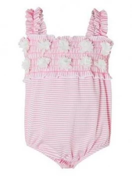 image of Monsoon Baby Girls Poppy Seersucker Swimsuit - Pink