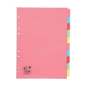 Image of 5 Star Subject Dividers Multipunched Manilla Board 10-Part A4 Assorted Pack 25