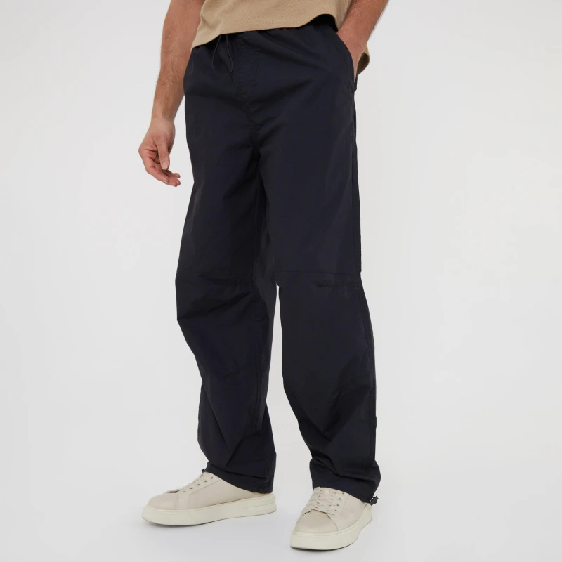 Image of Threadbare 'Skate' Cotton Relaxed Fit Cuffed Trousers Black