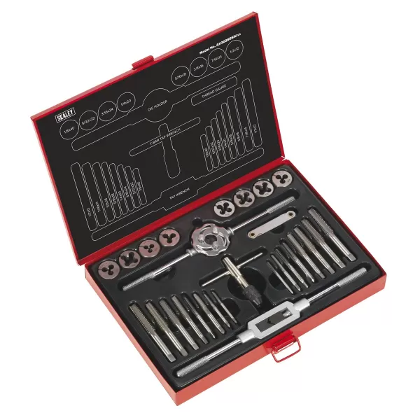 Image of Genuine SEALEY AK3028BSW Tap & Die Set 28pc Split Dies Imperial BSW