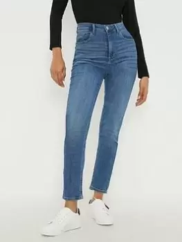 Image of Dorothy Perkins Comfort Stretch Slim Jean - Mid Wash, Blue, Size 12, Women